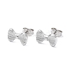 304 Stainless Steel Grooved Bowknot Stud Earrings for Women EJEW-I285-05P-1