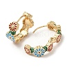 Real 18K Gold Plated Brass Flower Hoop Earrings EJEW-L268-023G-01-2