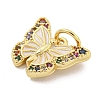 Rack Plating Brass Micro Pave Cubic Zirconia with Enamel Charms KK-Q814-23G-01-2