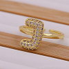 Brass Micro Pave Clear Cubic Zirconia Initial Cuff Rings FS-WGB210B-11-1