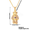 Cute Cartoon Brass Cubic Zirconia Bear Pendant Necklaces TE6912-2-1