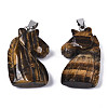 Carved Natural Tiger Eye Pendants G-N0327-002A-2