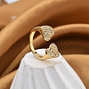 Rack Plating Brass Micro Pave Clear Cubic Zirconia Cuff Finger Rings for Women RJEW-M028-38G-4