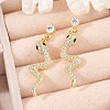 Brass Micro Pave Clear Cubic Zirconia Stud Earrings EJEW-P301-14G-3