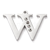 Tarnish Resistant 304 Stainless Steel Letter Pendant Rhinestone Settings STAS-J028-01W-1