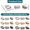 180Pcs 6 Style Zinc Alloy Ribbon Crimp Ends FIND-CA0004-51-4