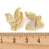 Rack Plating Brass Micro Pave Clear Cubic Zirconia Twister Clasps KK-B093-28G-2