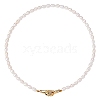 Vintage Natural Pearl Beaded Necklace with Hand in Hand Clasp for Women NJEW-SW00012-1