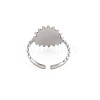 Non-Tarnish 304 Stainless Steel Flat Round with Initial Letter Open Cuff Ring for Men Women RJEW-S405-246P-U-2