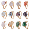 12Pcs Natural Gemstone Finger Rings RJEW-HY00004-1