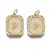 Brass Micro Pave Clear Cubic Zirconia Pendants KK-S356-234P-G-NF-1