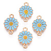 Zinc Alloy Enamel Sunflower Connector Charms X-ENAM-E011-01KCG-3