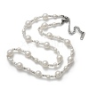 304 Stainless Steel & ABS Plastic Imitation Pearl Round Beded Necklaces for Women NJEW-S442-11P-4
