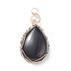 Natural Obsidian Copper Wire Wrapped Pendants PALLOY-JF01398-05-1