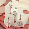 1Pc 304 Stainless Steel Rose Rhinestone Curved Barvell Dangle Belly Rings WGF9938-02-3