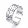 304 Stainless Steel Textured Open Cuff Ring RJEW-T023-38P-3