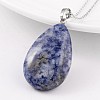 Teardrop Platinum Tone Brass Sodalite Pendants G-F267-07H-1