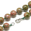 Natural Unakite Beaded Necklaces NJEW-S405-01-2