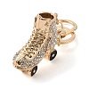 Golden Zinc Alloy with Rhinestone Ice Skates Keychain DIY-B075-01G-01-2