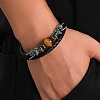 Black PU Leather Cord Braided Bracelets PW-WG503E5-01-4