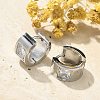 304 Stainless Steel Micro Pave Clear Cubic Zirconia Huggie Hoop Earrings EJEW-C096-55P-4