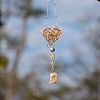 Wire Wrapped Natural Citrine Chip & Metal Heart Hanging Ornaments PW-WG4135E-01-2