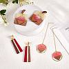 3 Pairs 3 Style Heart & Trapezoid & Square Resin & Walnut Wood Dangle Stud Earring EJEW-SW00014-01-3