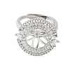 Flat Round Brass Micro Pave Cubic Zirconia Adjustable Ring Settings LS-KK-K297-06P-2