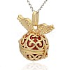 Golden Tone Brass Hollow Round Cage Pendants KK-J234-03G-2