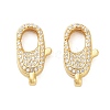 Oval Brass Micro Pave Clear Cubic Zirconia Lobster Claw Clasps KK-I354-01G-03-1