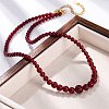 Natural Rhodochrosite & Shell Pearl Round Graduated Beaded Necklaces NJEW-U026-25G-2