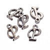Gunmetal Plated Alloy Letter Pendants PALLOY-P097-03-P-2