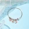 Heart & Sun & Moon Adjustable 304 Stainless Steel Charm Bangles for Women BJEW-JB10553-2