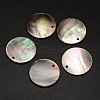 Black Lip Shell Flat Round Pendants BSHE-M019-08-1