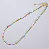 Ethnic Style Rainbow Color Square Natural Shell & Glass & Glass Seed Beaded Necklaces for Women RH4254-2-1