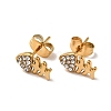 Rhinestone Fishbone Stud Earrings with 316 Surgical Stainless Steel Pins EJEW-A081-13G-02-1