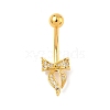 Brass Pave Clear Cubic Zirconia Curved Barbell Bowknot Belly Rings AJEW-L099-01B-G-2
