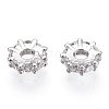 Rhodium Plated 925 Sterling Silver Micro Pave Clear Cubic Zirconia Spacer Beads STER-T007-15P-2