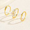 3Pcs 3 Style Brass Open Cuff Rings Set GG5101-1-1