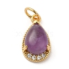 Natural Amethyst Teardrop Charms G-A034-01G-04-1