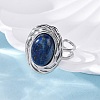 Oval Natural Lapis Lazuli Finger Rings RJEW-M063-01P-14-3