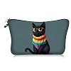 Black Cat in Colorful Clothes Print Polyester Cosmetic Zipper Pouches PW-WG80394-02-1