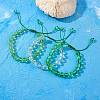 3Pcs Round Synthetic Moonstone Braided Bead Bracelets BJEW-SW00061-04-2