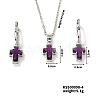 Elegant Cross Brass Rhinestones Necklace & Hoop Earrings Set for Women LS-XB3228-3-1