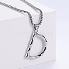 3Pcs Stainless Steel Textured Letter Pendant Box Chain Necklaces LW4134-30-1