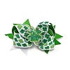 Saint Patrick's Day Bowknot Polyester & Iron Alligator Hair Clips OHAR-H011-02A-1