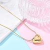 304 Stainless Steel Heart Pendant Round Snake Chain Necklaces for Women NJEW-B122-01G-02-3