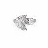 304 Stainless Steel Leaf Cuff Ring RJEW-N038-041P-1