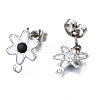 304 Stainless Steel Enamel Stud Earring Findings STAS-T052-43P-01-2