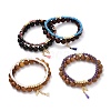 Feather & Tassel Charm Bracelets Set BJEW-JB07106-1